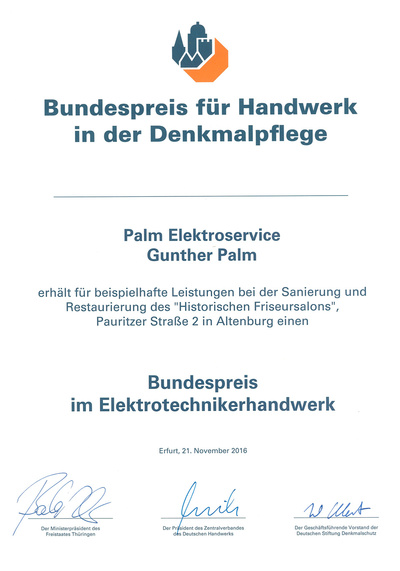 Bundespreis bei Palm Elektroservice in Altenburg