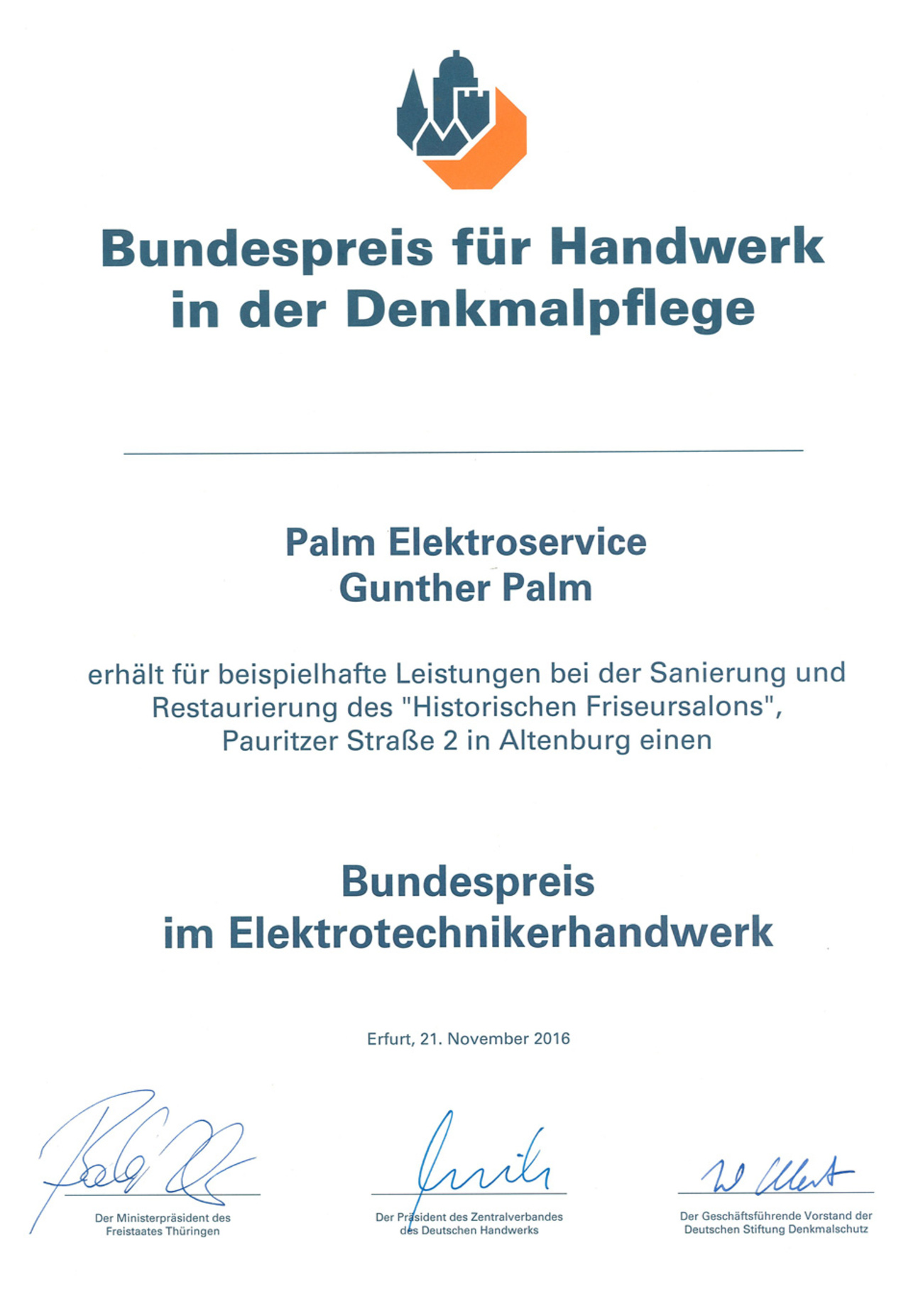 Bundespreis bei Palm Elektroservice in Altenburg